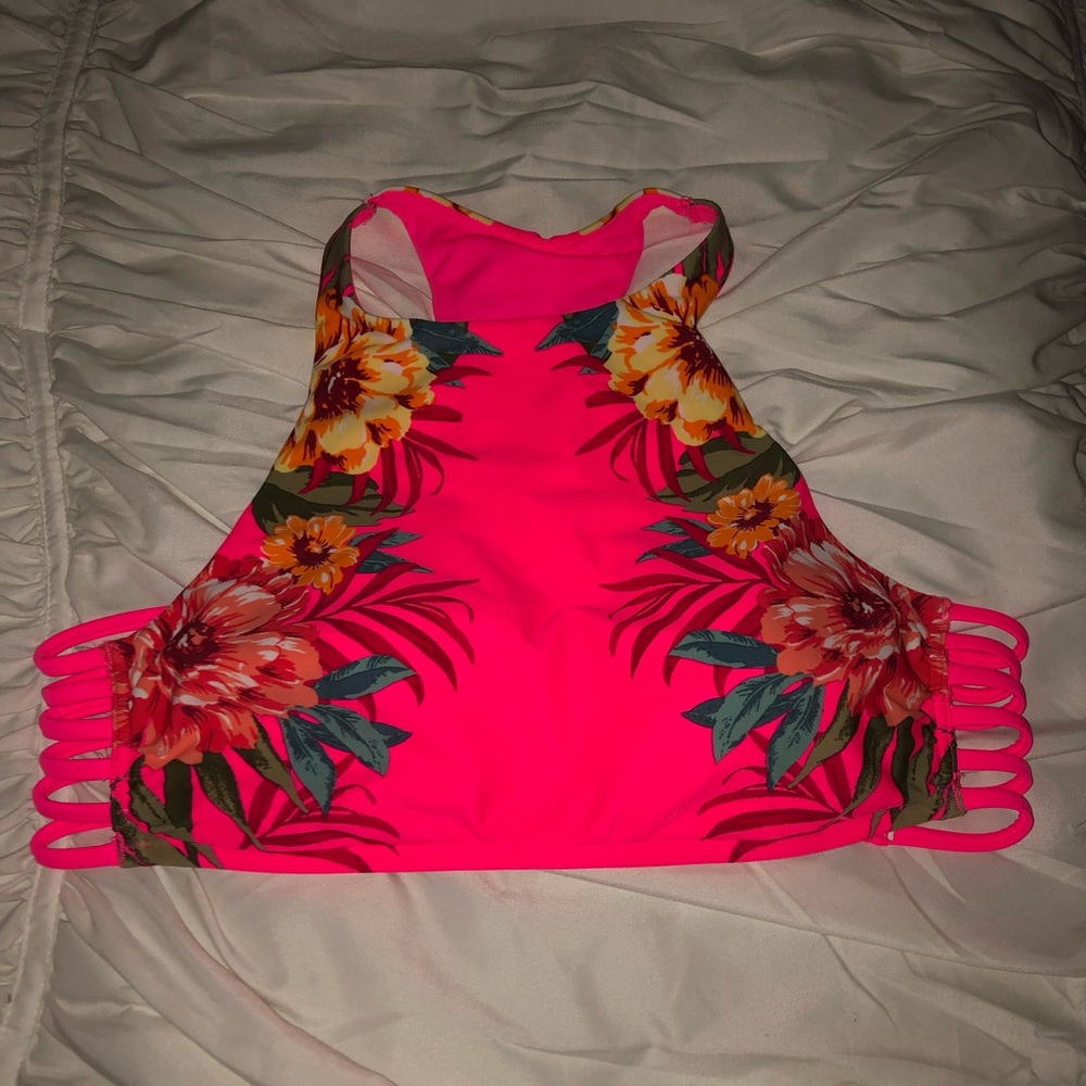 Floral High Neck Bikini Top